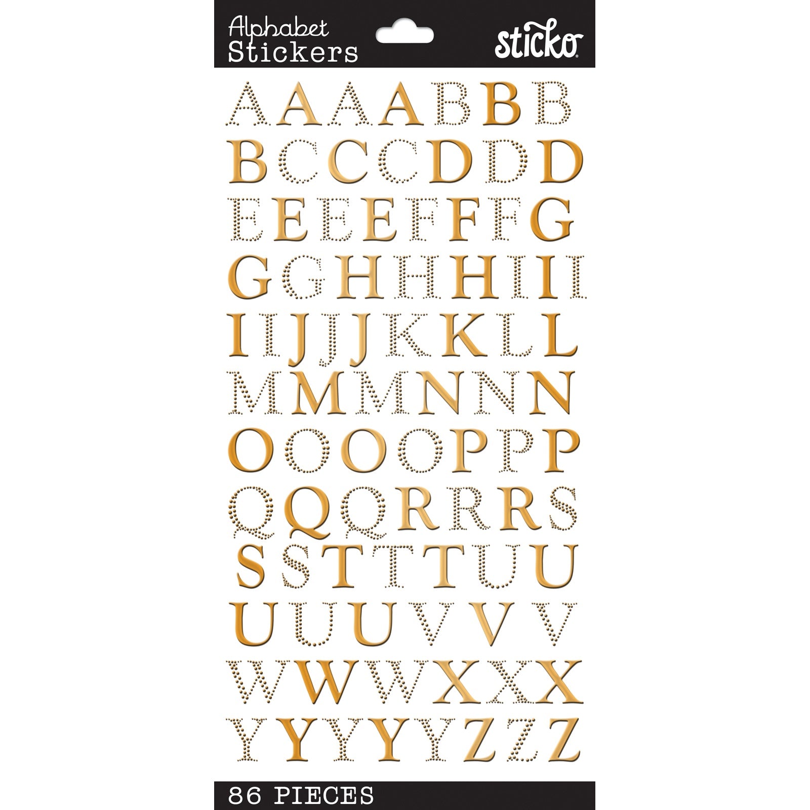 Sticko Alphabet Stickers Gold Foil Goudy